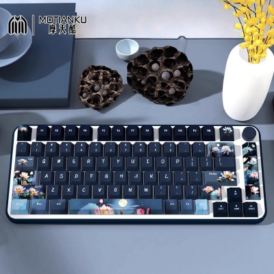 Moonlight Lotus Pond 104+34 / 54 Cherry Profile Keycap Set Cherry MX PBT Dye-subbed for Mechanical Gaming Keyboard